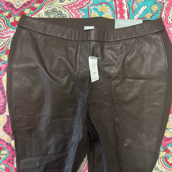 Chico's Espresso Faux-leather, Ponte Knit Stretch Ankle Leggings Size - Picture 4 of 6